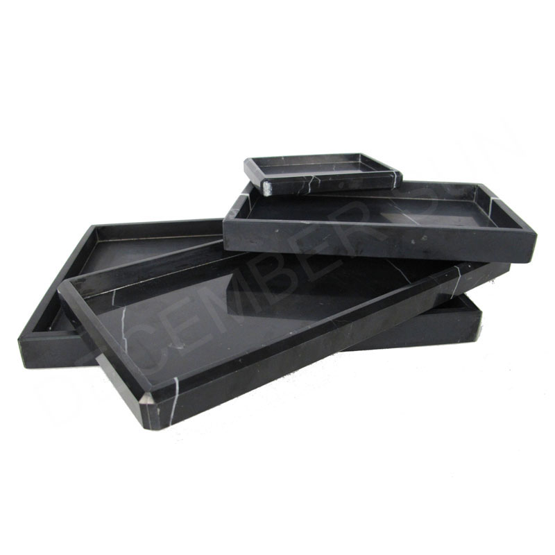 High quality black rectangle marble serving tray