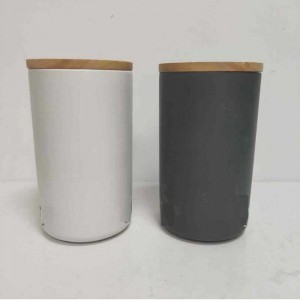 Wholesale tall round with wooden lid ceramic stoneware storage canister jar
