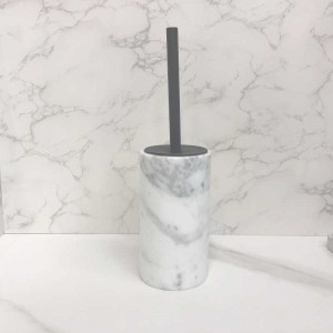 Wholesale real marble bathroom accessories toilet brush holder set