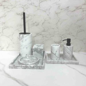 Classic real natural marble bathroom accessories set