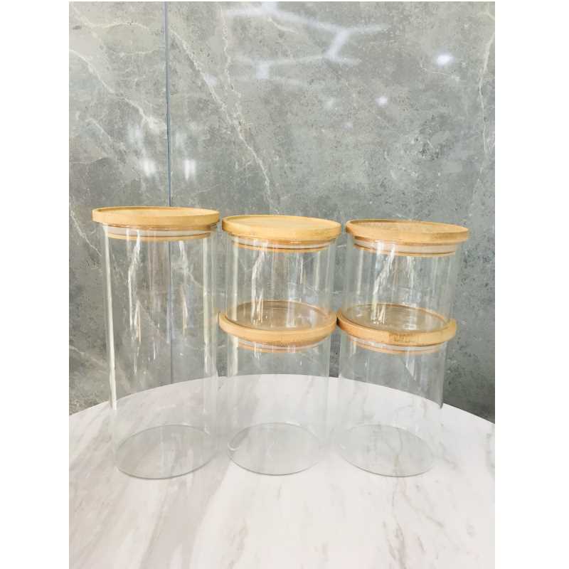 Best quality clear glass  kitchen storage canister jar set